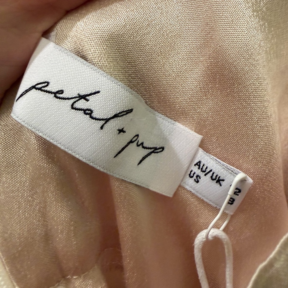 Petal and Pup Tienna One Shoulder Long Maxi Dress Champagne Size 8 - Picture 7 of 9